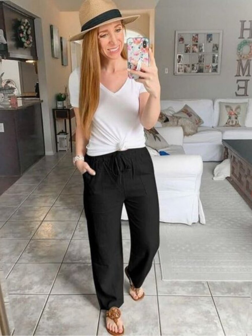 NWT Womens Meomua Navy Blue Linen Drawstring Casual Cropped Capri Pants - Sz S